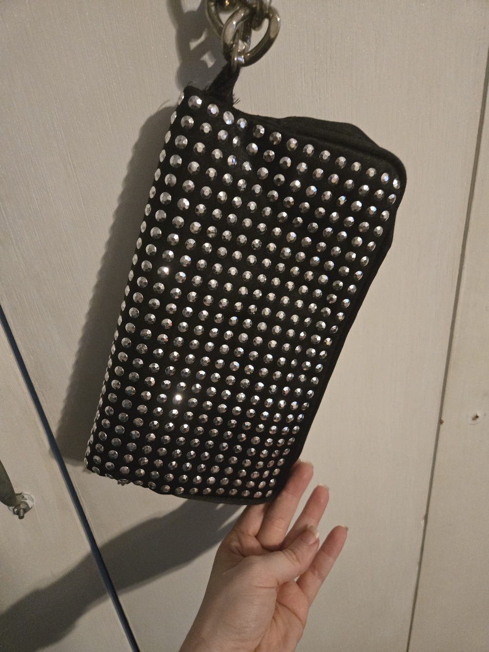 Black Studded Men's Wristlet Pouch